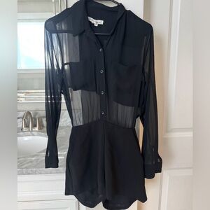 BCBGGeneration Sheer Long Sleeve Romper in Black Women’s Size 0